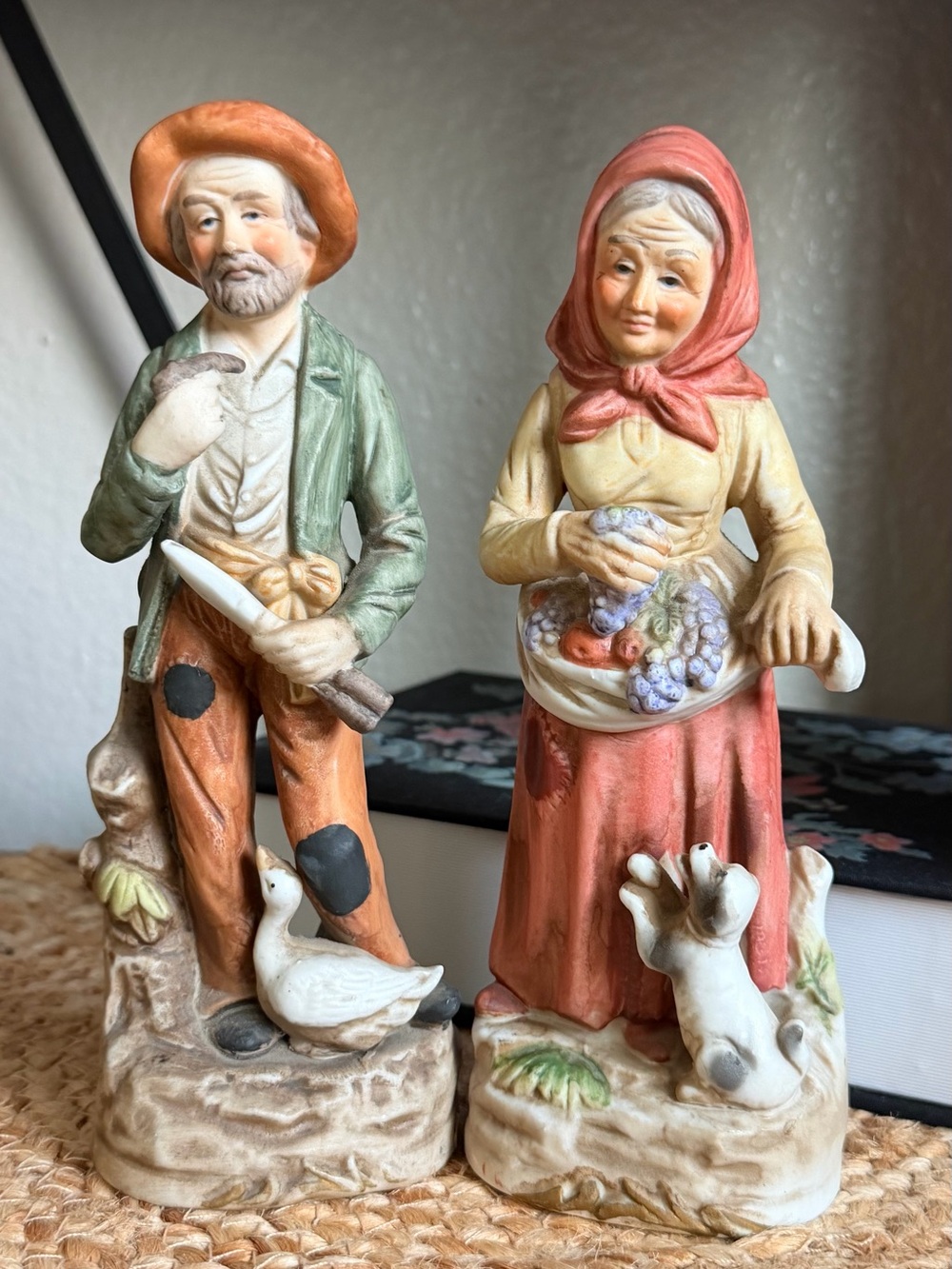 Vintage Homco Home Interiors Hand-Painted Farm Couple Figurines